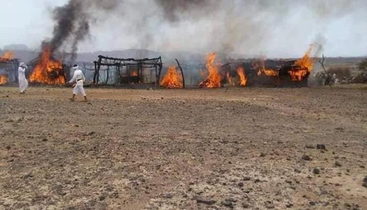 حريق في مخيم نازحين بمأرب يصيب 4 أطفال