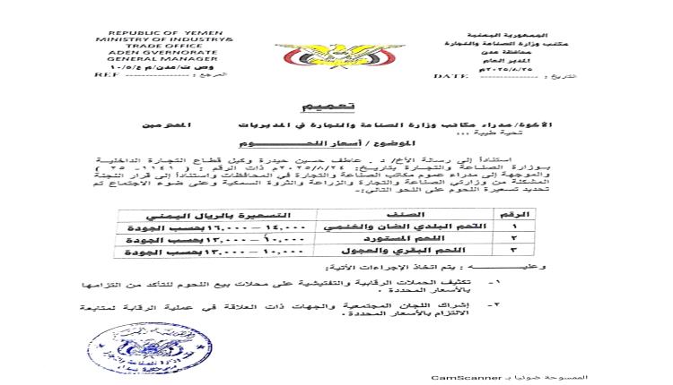 وزارة الصناعة والتجارة تحدد أسعار اللحوم وتشدّد على تكثيف الرقابة على الأسواق