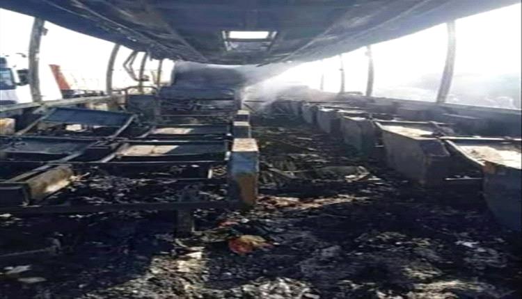 أمن أبين يكشف تفاصيل فاجعة احتراق حافلة العرقوب