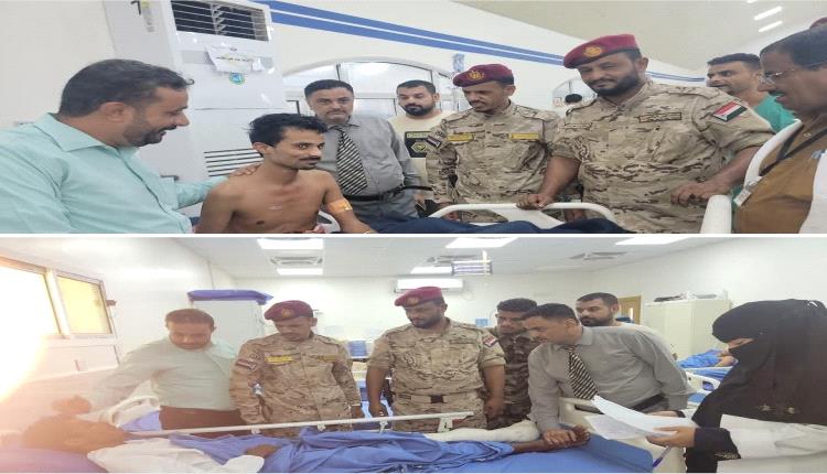 العميد نصر اليافعي يزور جرحى قوات سهام الشرق بمستشفى عبود العسكري