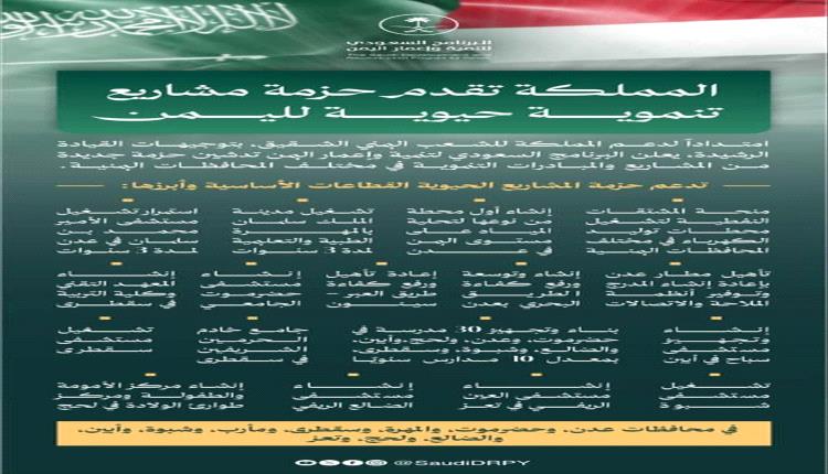 السعودية تطلق مشاريع تنموية في اليمن بقيمة 1.9 مليار ريال