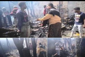 بتوجيهات محافظ أبين.. مدير عام خنفر يتفقد أضرار الحريق في منطقة المحراق بجعار